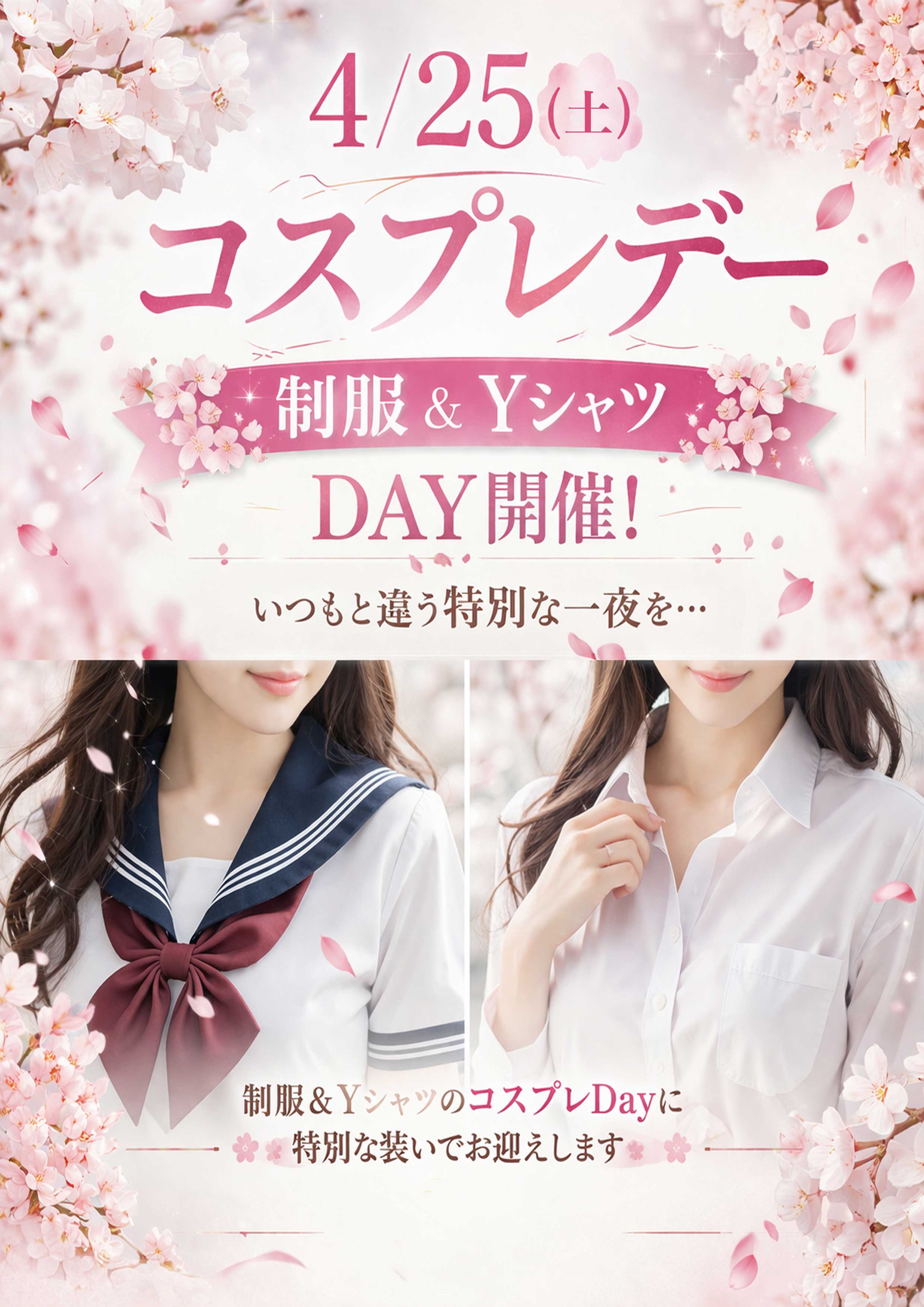 4月25日(土) コスプレデー 制服＆Yシャツ DAY 開催